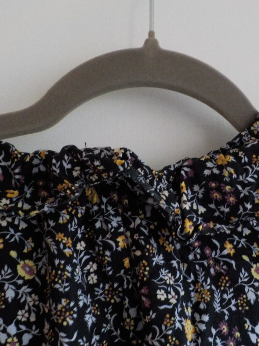 Madewell Dress - Medium - Black Flower Boho Short Sleeve Ruffle Pockets (854) - Picture 7 of 8